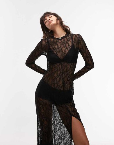 Robe longue en dentelle à manches longues - Topshop - Modalova