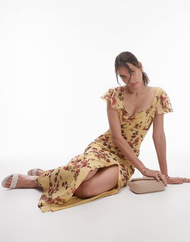 Robe longue pour grandes occasions à manches évasées - fleuri - Topshop - Modalova