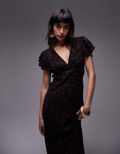 Robe pour grandes occasions à manches évasées - et rouge à pois - Topshop - Modalova