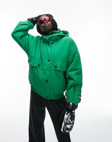 Sno - Veste de ski bouffante à capuche - Vert - Topshop - Modalova
