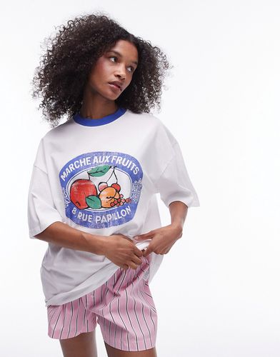 Still Life - T-shirt oversize à motif fruits - Écru - Topshop - Modalova