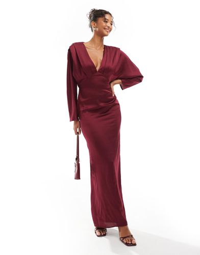 Robe longue effet satiné avec haut style kimono - Rouille foncé - Tfnc - Modalova