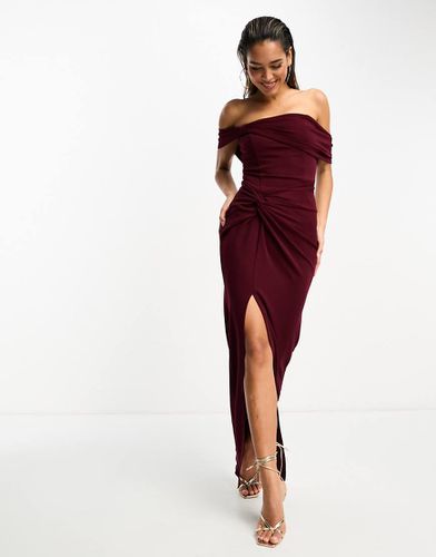 Robe longue plissée à encolure Bardot - Bordeaux - Tfnc - Modalova