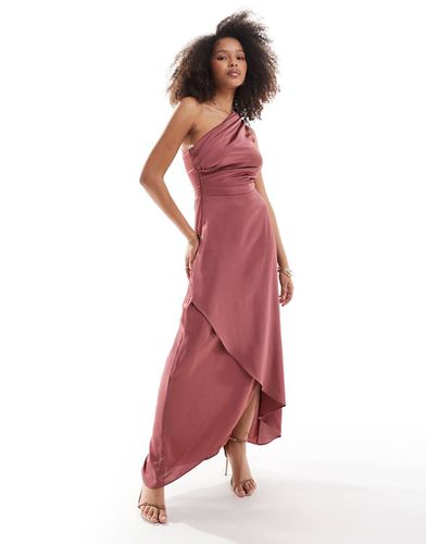 Robe longue satinée asymétrique pour demoiselle d'honneur - Mûre - Tfnc - Modalova