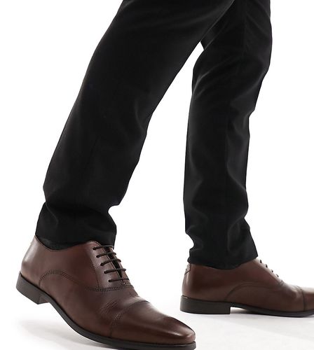 Chaussures Oxford en cuir à lacets - Marron - Thomas Crick Wide Fit - Modalova