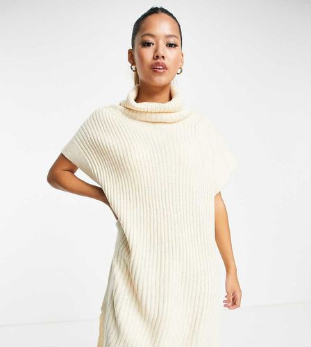 Aaliyah - Robe courte en maille avec col roulé - Taupe - Threadbare Petite - Modalova
