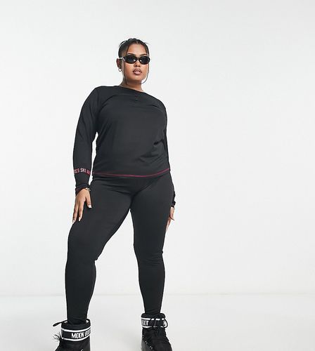 Threadbare Plus - Ensemble de sous-vêtements de ski avec top à manches longues et legging à taille griffée - Threadbare Fitness Curve - Modalova