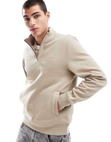 Sweat à col zippé - Taupe - Threadbare - Modalova