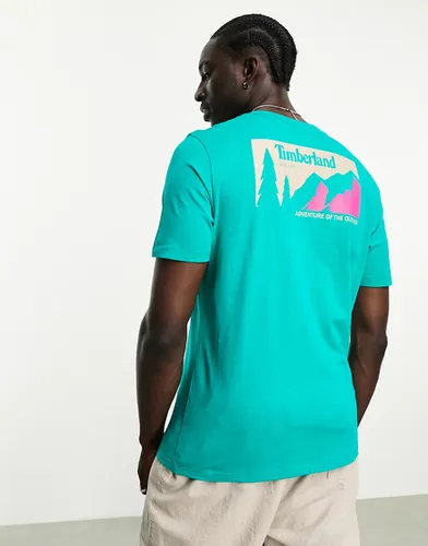 T-shirt avec imprimé montagne au dos - Bleu sarcelle - Timberland - Modalova