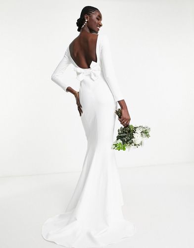 Robe de mariée longue avec dos nu et naud - Ivoire - True Violet - Modalova
