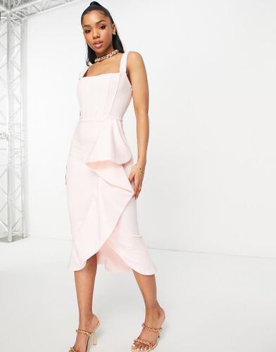 Robe mi-longue effet corset à volants - blush - True Violet - Modalova