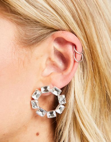 Boucles d'oreilles circulaires ajourées et ornées de cristaux - True Decadence - Modalova