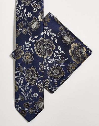 Ensemble cravate et pochette à motif fleuri - Twisted Tailor - Modalova