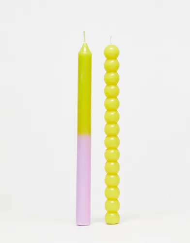 Lot de 2 bougies style pilier - Citron vert et lilas - Typo - Modalova