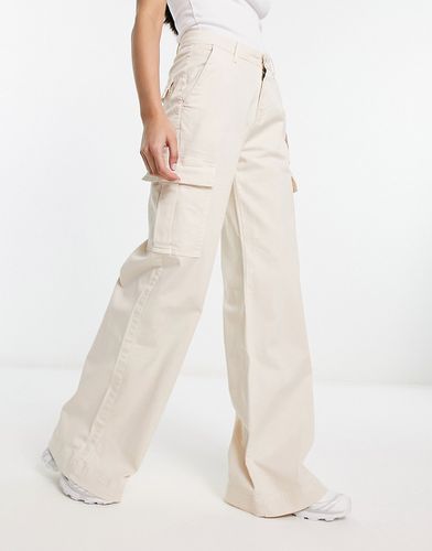 Pantalon cargo ample en sergé à taille haute - Crème - Urban Classics - Modalova