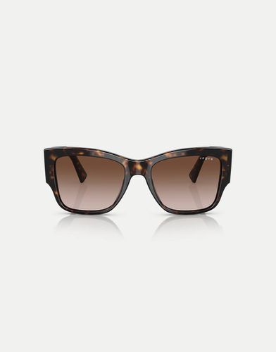 Eyewear - Lunettes de soleil carrées à verres marron - Havane foncé - Vogue - Modalova