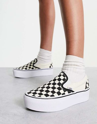 Classic - Baskets à enfiler avec motif damier et semelle plateforme - Noir et - Vans - Modalova