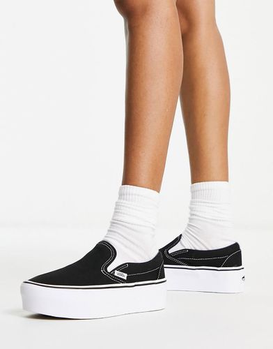 Slip-On - Baskets à semelle plateforme rainurée - Noir et blanc - Vans - Modalova