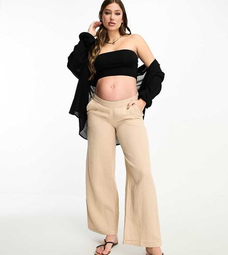 Pantalon texturé doux au toucher - Crème - Vero Moda Maternity - Modalova