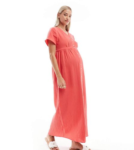 Robe boutonnée mi-longue - coquelicot - Vero Moda Maternity - Modalova