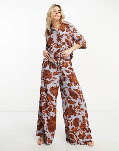 Aware - Pantalon d'ensemble ample à imprimé fleuri - /marron - Vero Moda - Modalova
