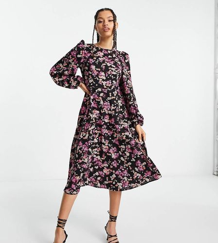 Exclusivité - Robe mi-longue à manches ballon et imprimé fleurs - Vero Moda Petite - Modalova