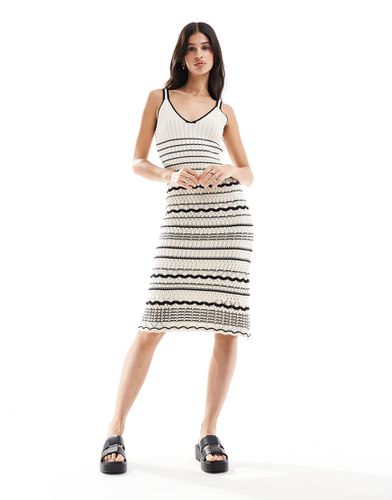 Robe longue crochetée à rayures - Noir et blanc - Vero Moda - Modalova