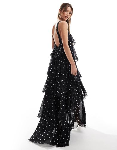 Robe longue dos-nu à pois avec volants étagés - Vero Moda - Modalova