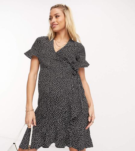 Vero Moda - Robe portefeuille courte de grossesse à pois - Vero Moda Maternity - Modalova