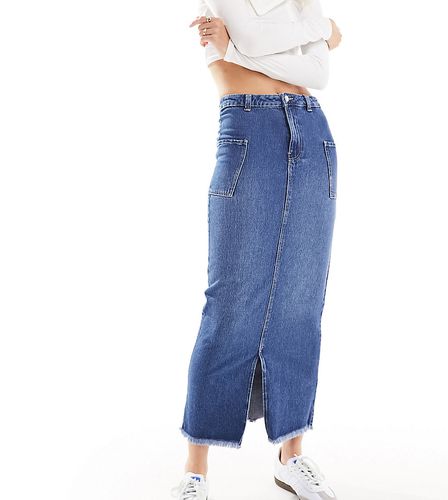 Jupe en jean longue avec fente à l'avant et poches sur les côtés - foncé - Vero Moda Tall - Modalova