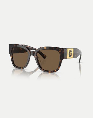 VE4437U - Lunettes de soleil rectangulaires à verres marron - Écaille de tortue - Versace - Modalova