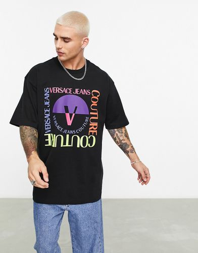 T-shirt oversize avec emblème V carré - Noir - Versace Jeans Couture - Modalova