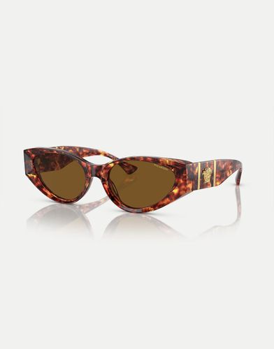 Lunettes de soleil yeux de chat à verres marron polarisés - Écaille de tortue - Versace - Modalova