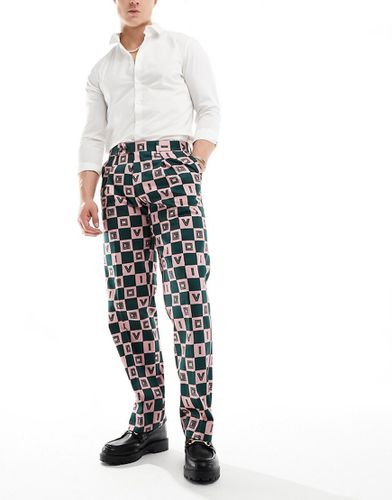 Pantalon de costume à damier - Vert - Viggo - Modalova