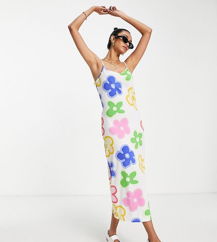 Exclusivité - Robe longue à fines bretelles et imprimé fleurs de couleurs vives - Vila - Modalova