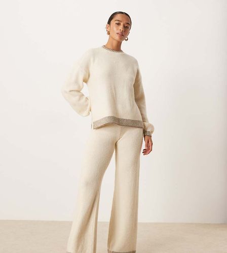 Pantalon ample d'ensemble en maille  bords contrastants - Crme - Vila Petite - Modalova