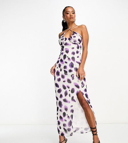 Robe longue à bretelles avec imprimé tacheté flou - Violet - Vila Petite - Modalova