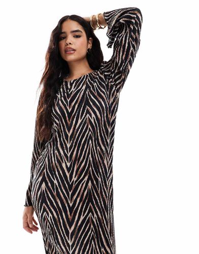 Robe plissée longue avec manches larges et imprimé animal zigzag - Vila - Modalova