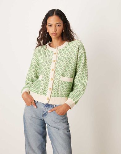 Gilet boutonné en maille - Bouleau et vert - Yas - Modalova