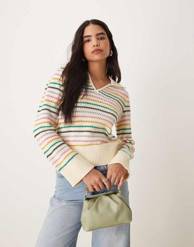 Pull en maille à rayures avec col polo - Yas - Modalova