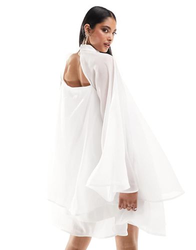 Robe de mariée courte et fluide en tissu transparent avec manches oversize - Yas - Modalova