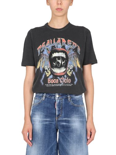 Printed renny fit t-shirt with - dsquared - Modalova