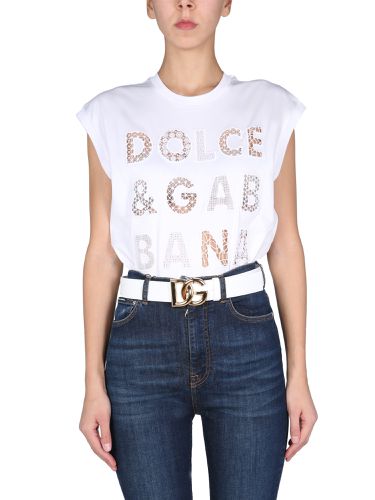 T-shirt with embroidered logo - dolce & gabbana - Modalova