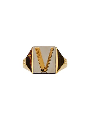 Versace "greek v" ring - versace - Modalova