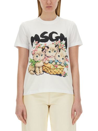 Msgm logo print t-shirt - msgm - Modalova