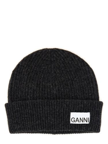 Ganni beanie hat with logo - ganni - Modalova