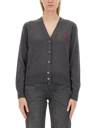 Ami paris cardigan with logo - ami paris - Modalova