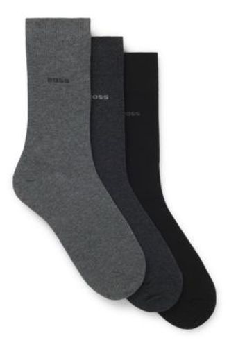 Lot de trois paires de chaussettes mi-mollet en maille stretch - Boss - Modalova