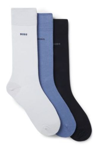 Lot de trois paires de chaussettes mi-mollet en maille stretch - Boss - Modalova