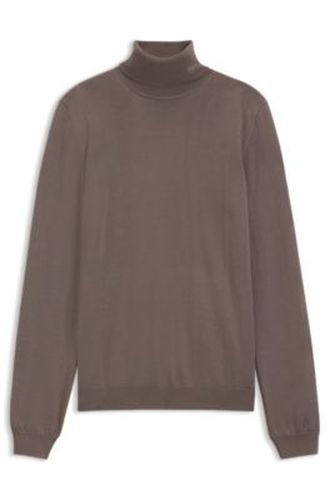 Pull à col roulé en laine mérinos avec logo brodé - HUGO - Modalova